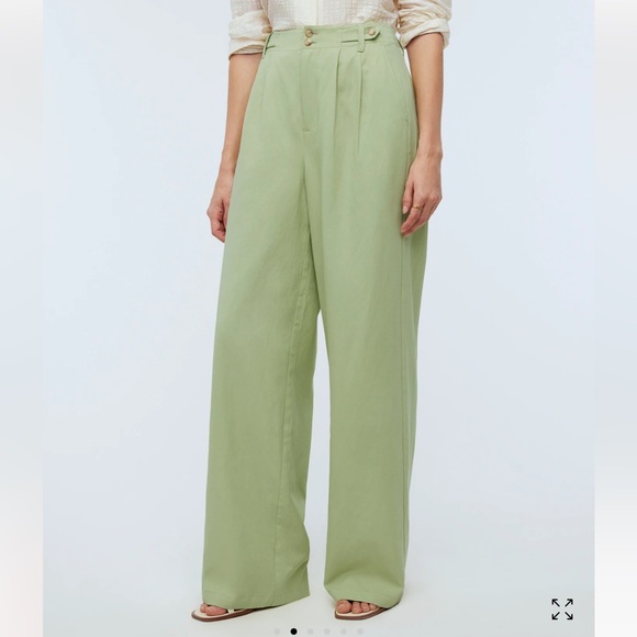 Madewell Tall Harlow Wide-Leg Pant NWT Pale Lemongrass Linen Lyocell Blend - Picture 2 of 12